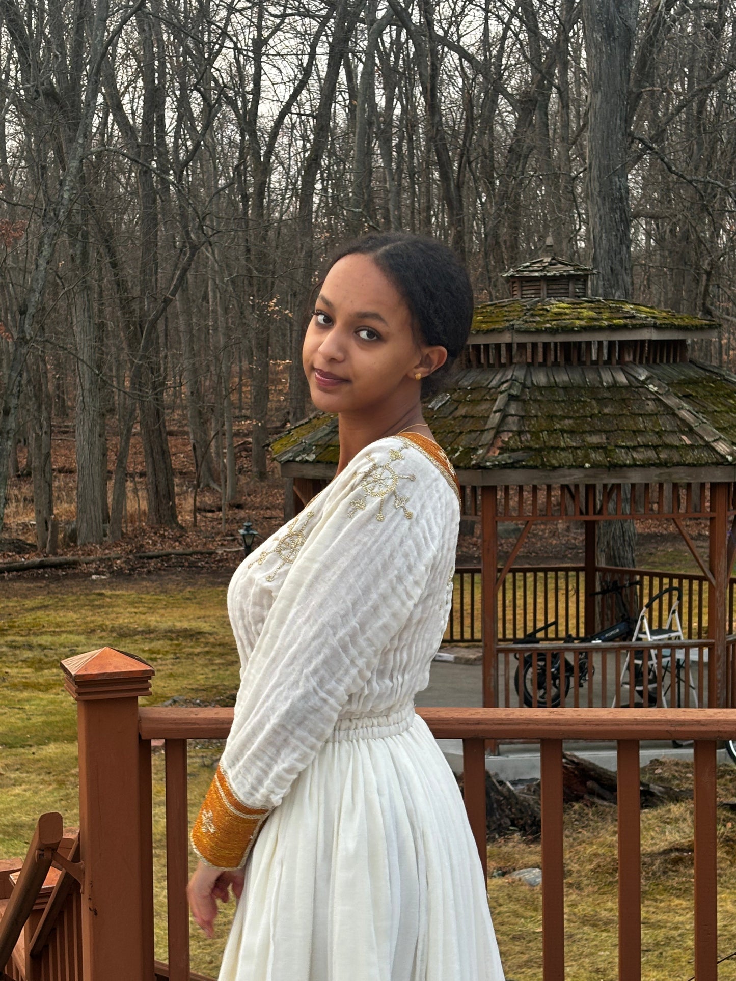 Traditional Dress with Gold Embroidery
