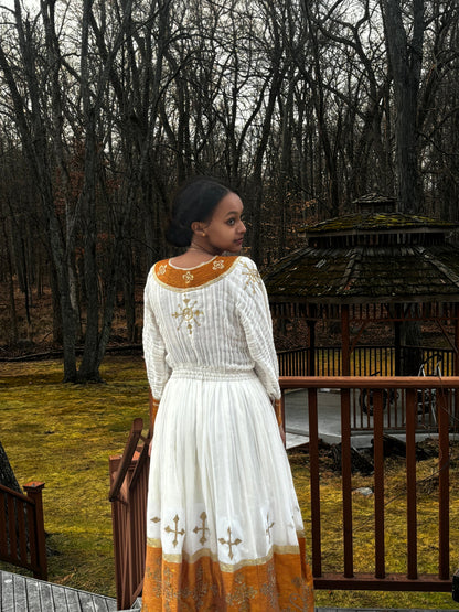 Traditional Dress with Gold Embroidery