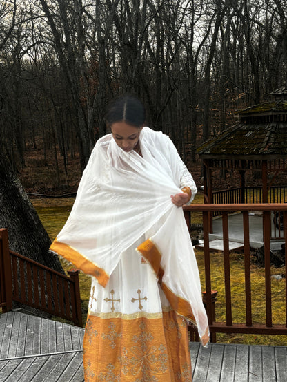 Traditional Dress with Gold Embroidery